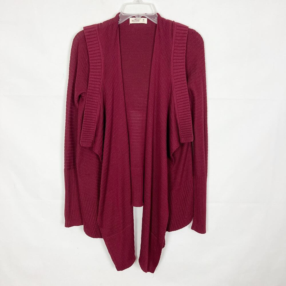 Hollister Burgundy Open Front Knit Cardigan Size M